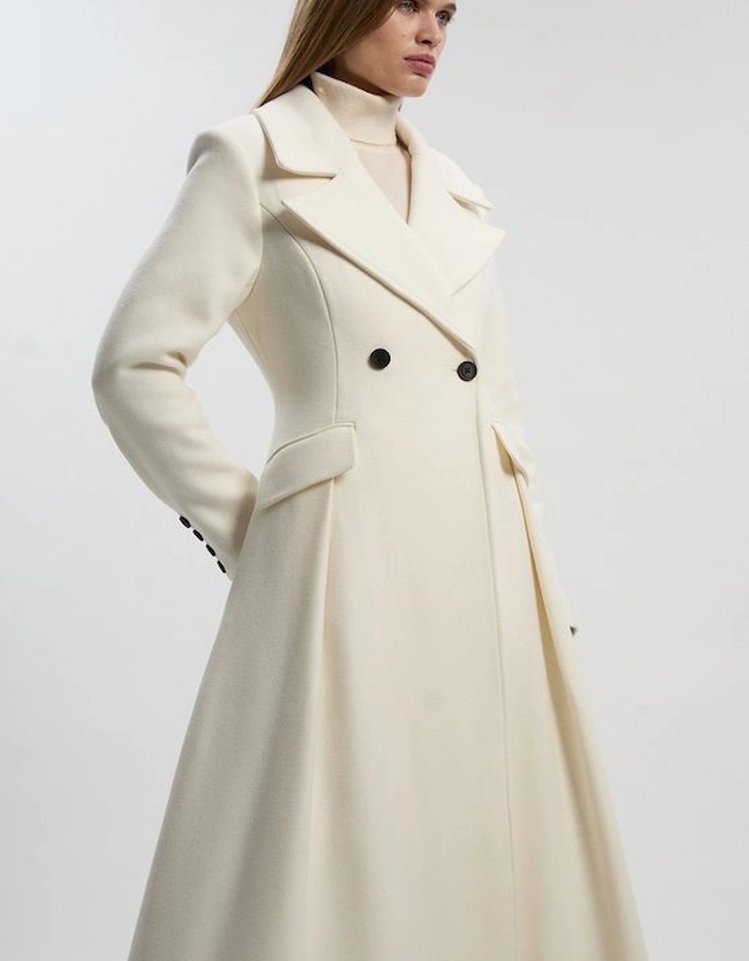 Wool Tailored Flared Skirt Midi Coat, 2 of 1