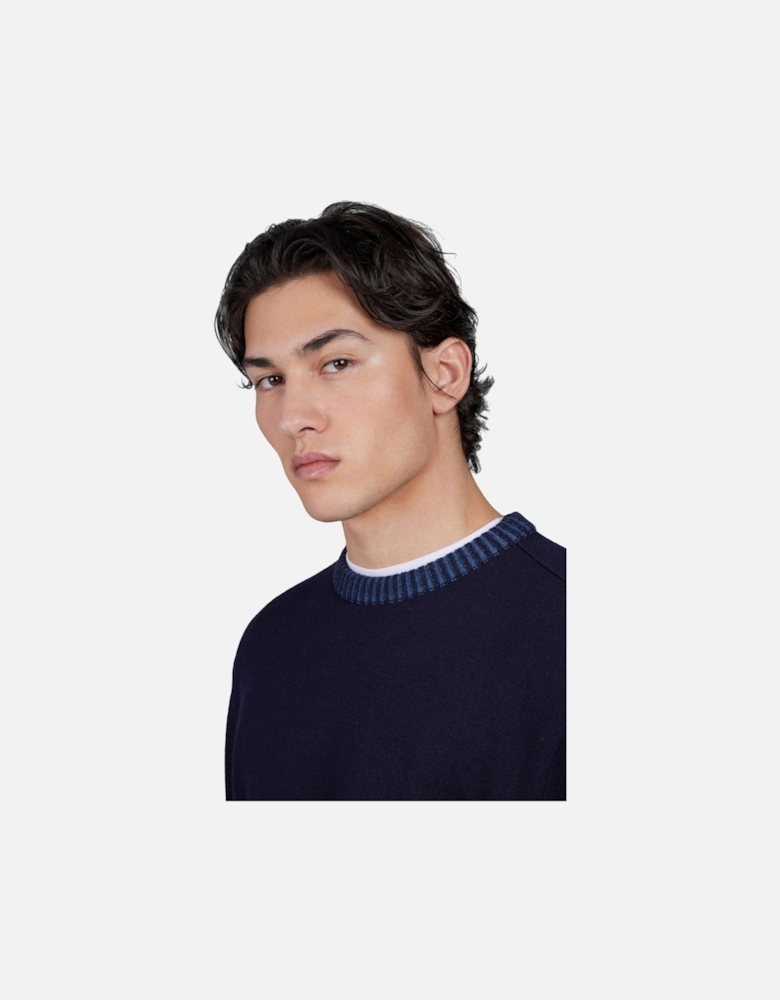 Moon Badge Wool Sweater 050 Navy