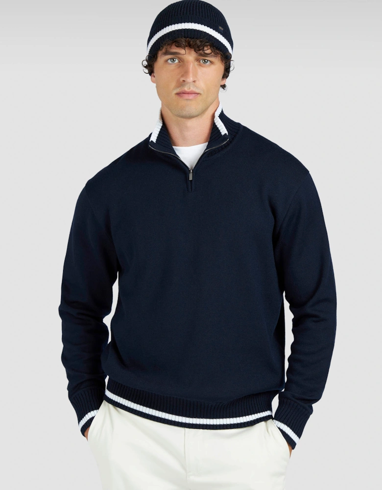 Maglia Wool Half Zip Sweater 050 Navy