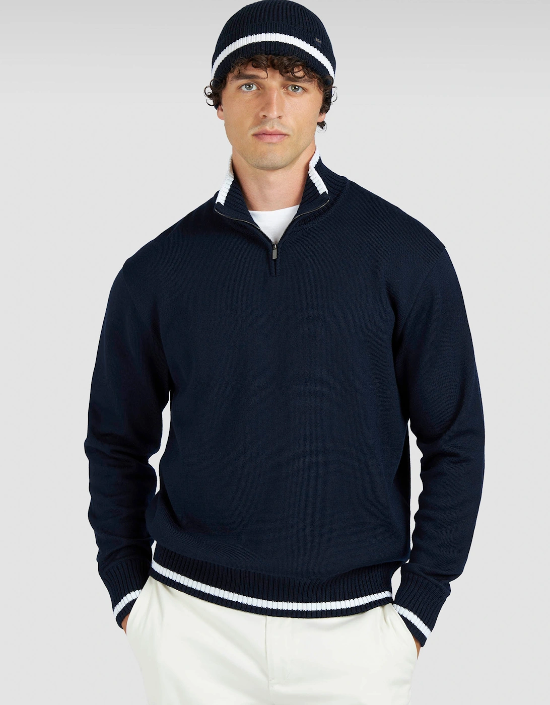 Maglia Wool Half Zip Sweater 050 Navy