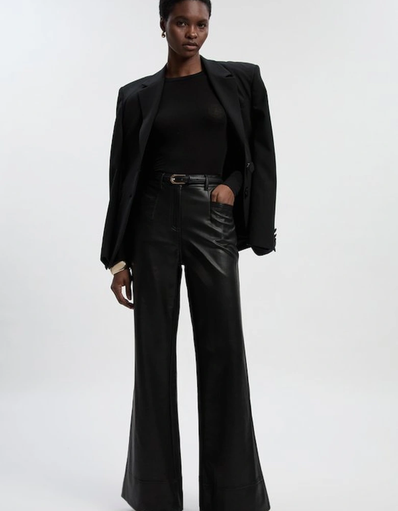 Faux Leather Tailored Kickflare Trouser