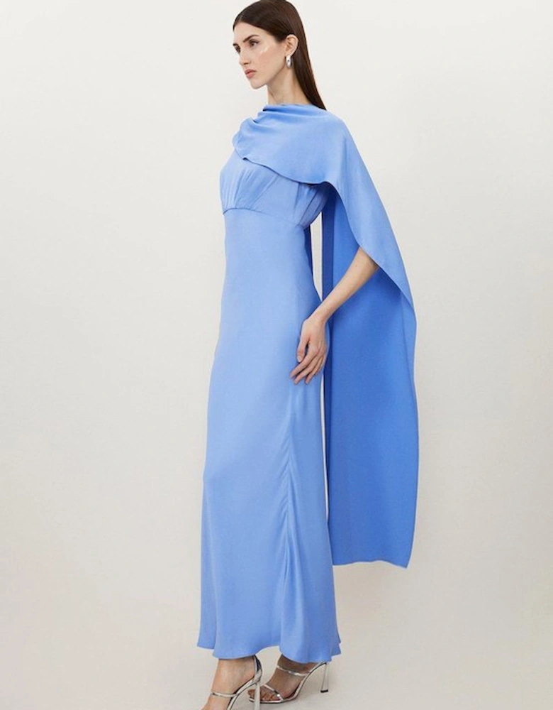 Tall Viscose Satin Draped Midi Dress