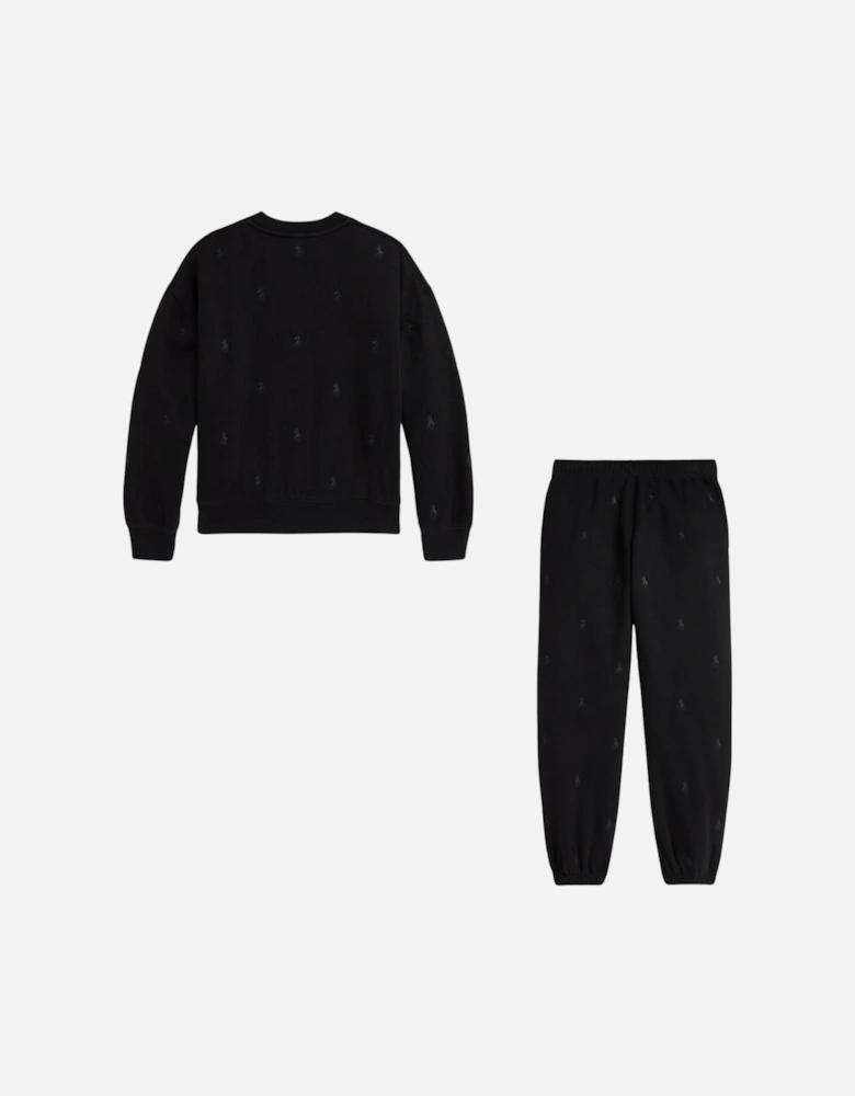 GIRL BLACK REPEAT PONY TRACKSUIT