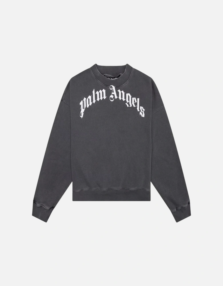 Curved Logo Washed Sweatshirt in Black