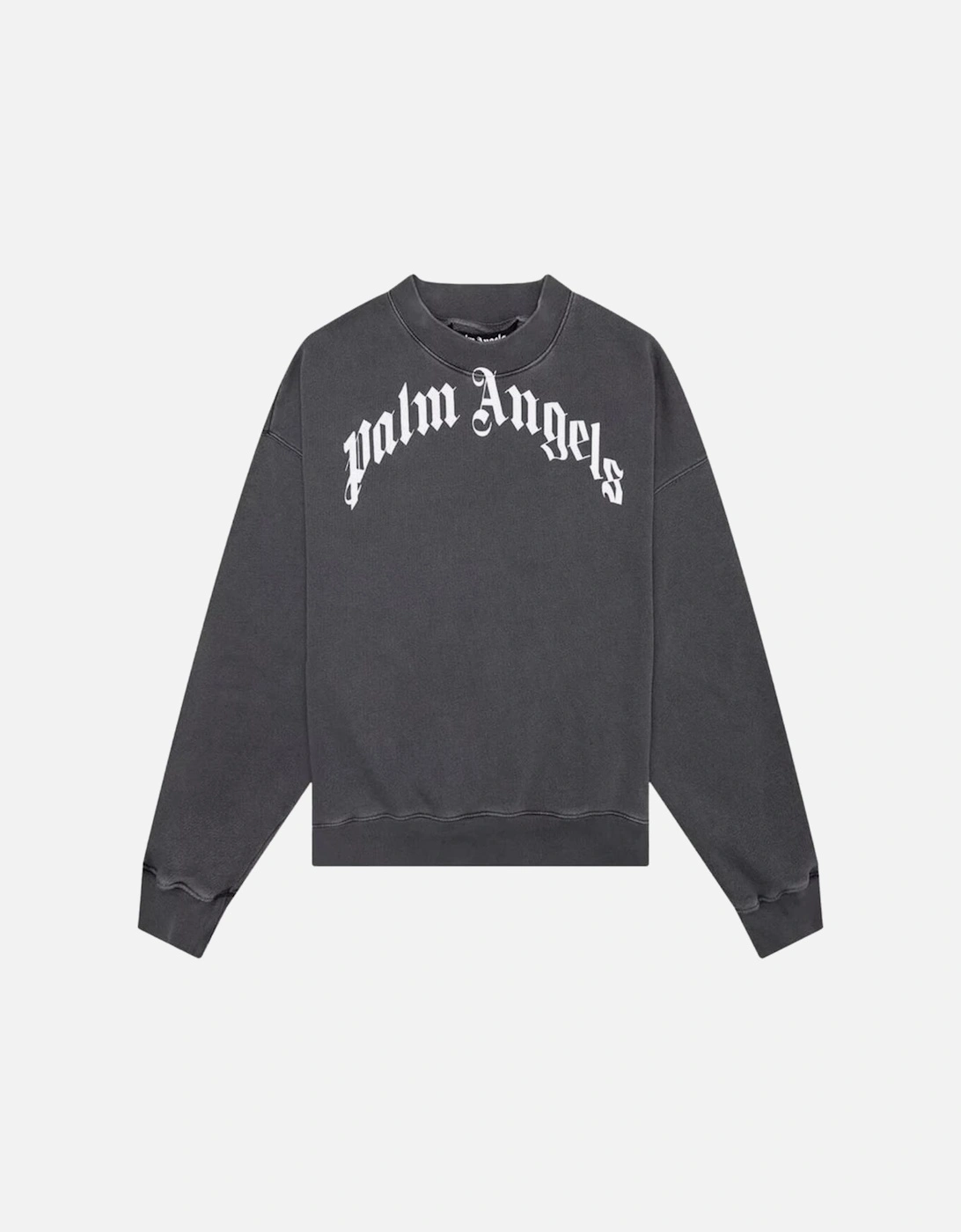 Curved Logo Washed Sweatshirt in Black, 3 of 2