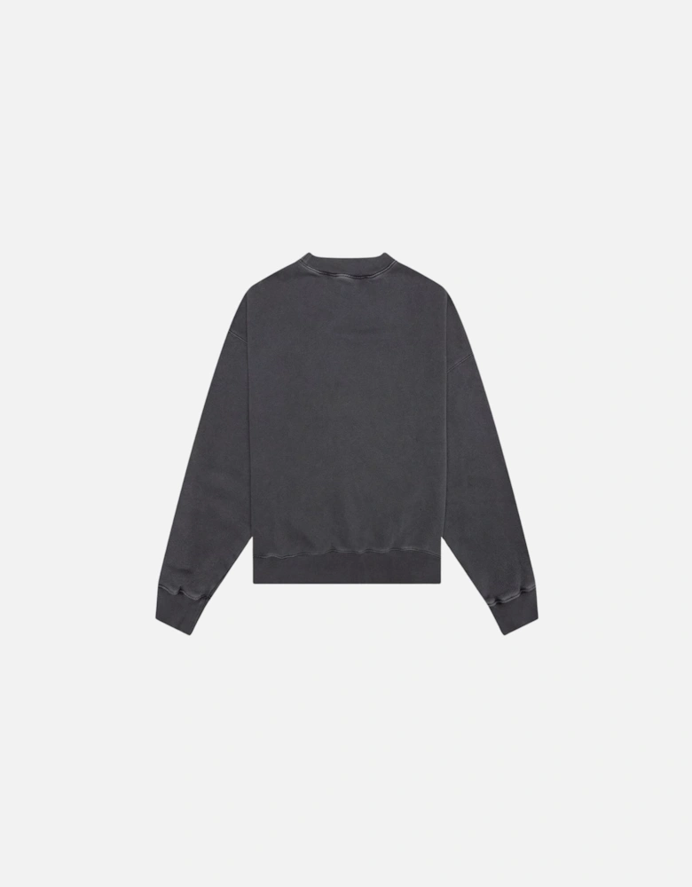 Curved Logo Washed Sweatshirt in Black