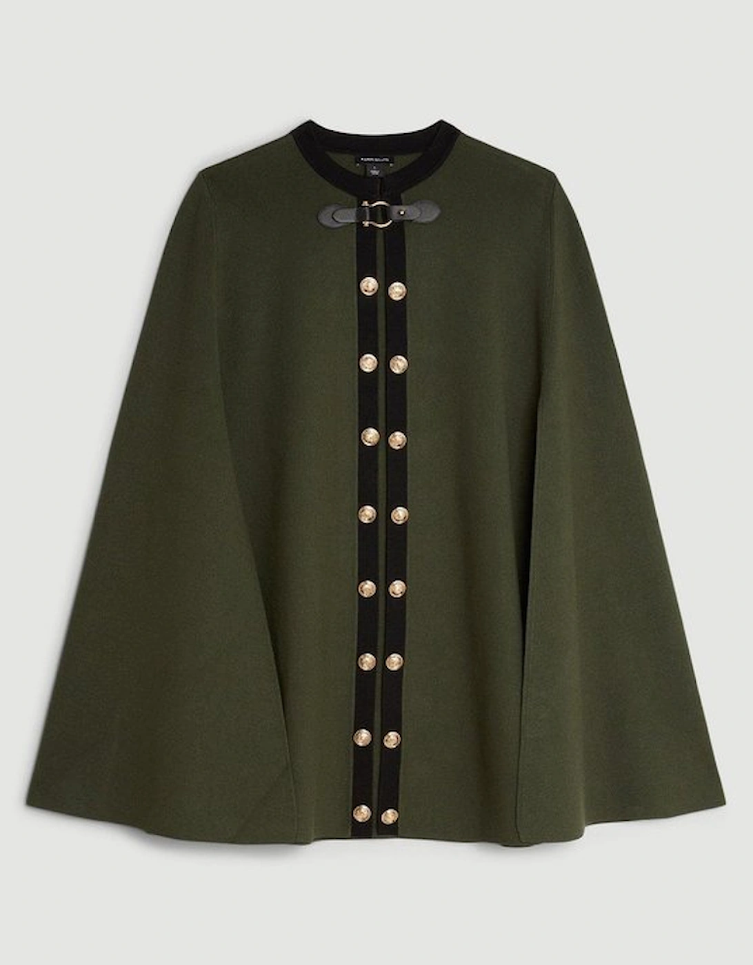 Viscose Blend Military Trim Knitted Cape