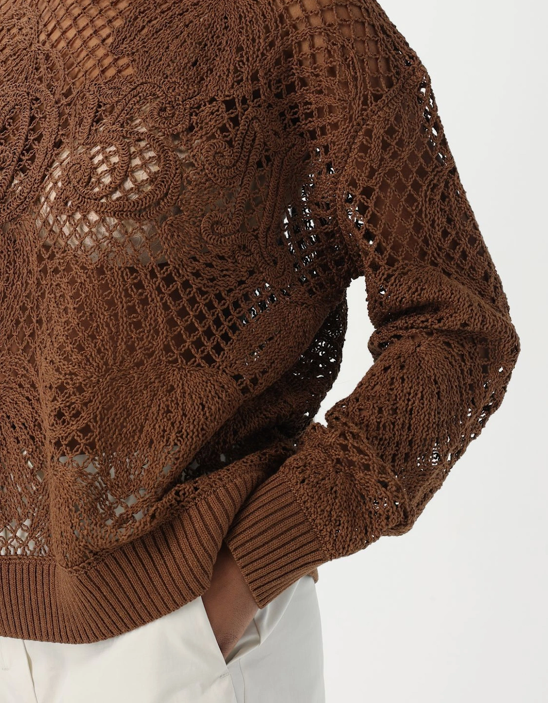 Crochet Knit Pullover Sweater