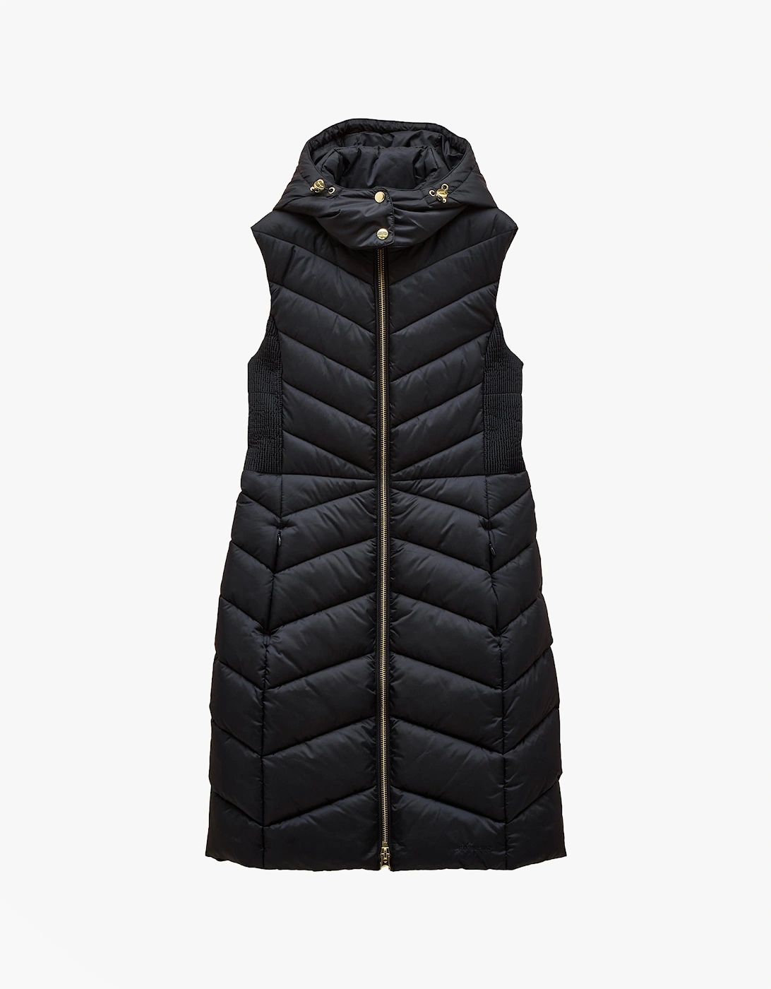 Pembury Longline Showerproof Padded Gilet with Hood Navy, 7 of 6