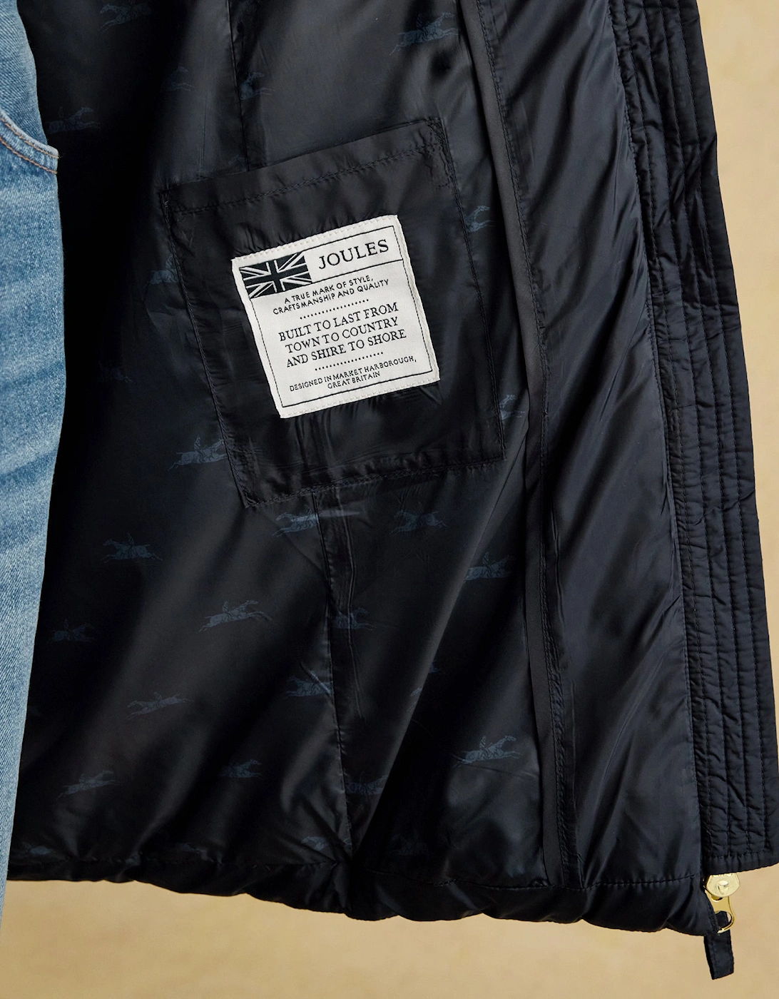 Pembury Longline Showerproof Padded Gilet with Hood Navy