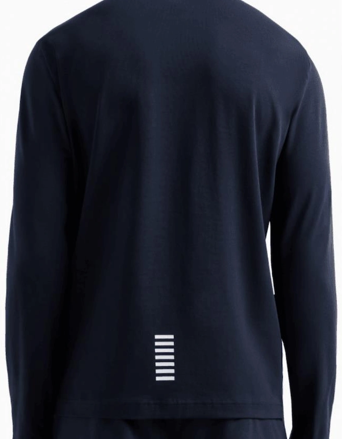 Long Sleeve Pique Cotton Navy Polo Shirt