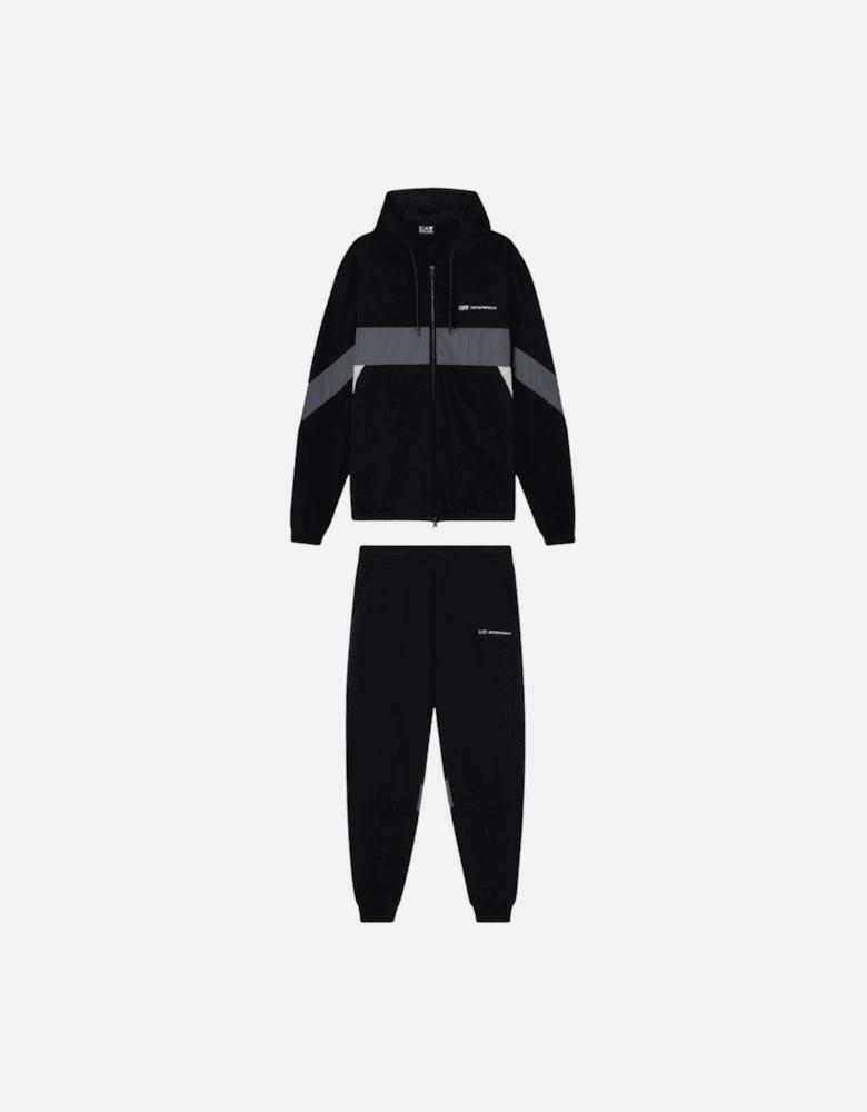 Colour Block Black/Grey Hooded Tracksuit