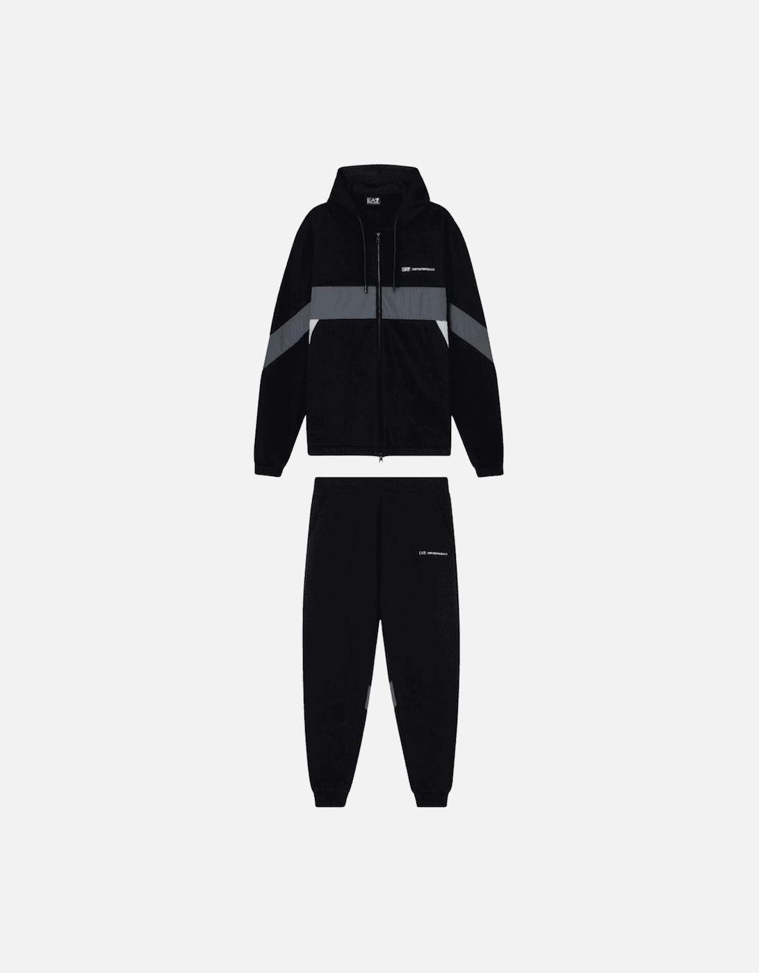 Colour Block Black/Grey Hooded Tracksuit, 4 of 3