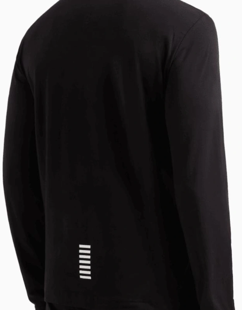 Long Sleeve Pique Cotton Black Polo Shirt