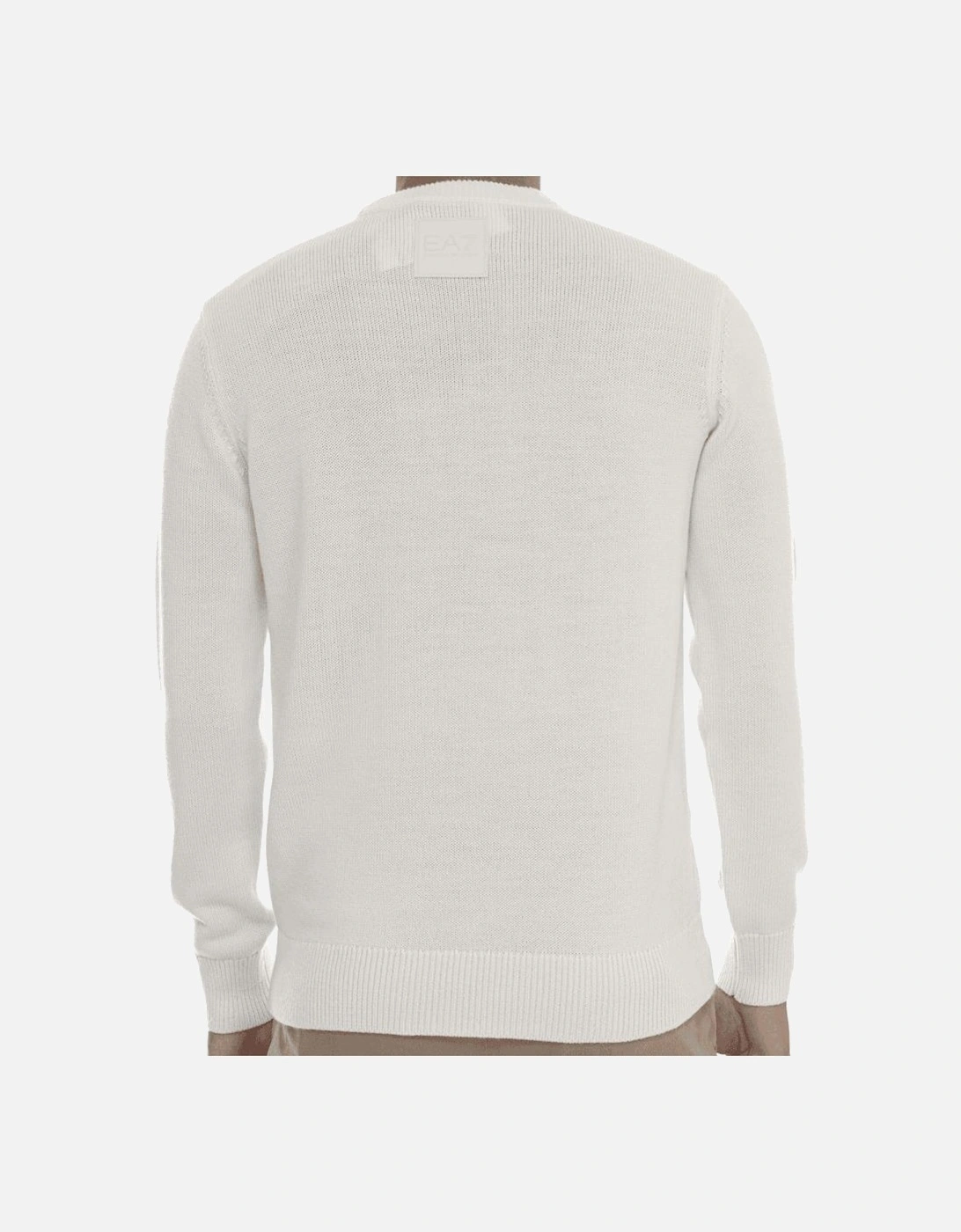 Crew Neck Rubber Logo Cream Knitwear Sweater