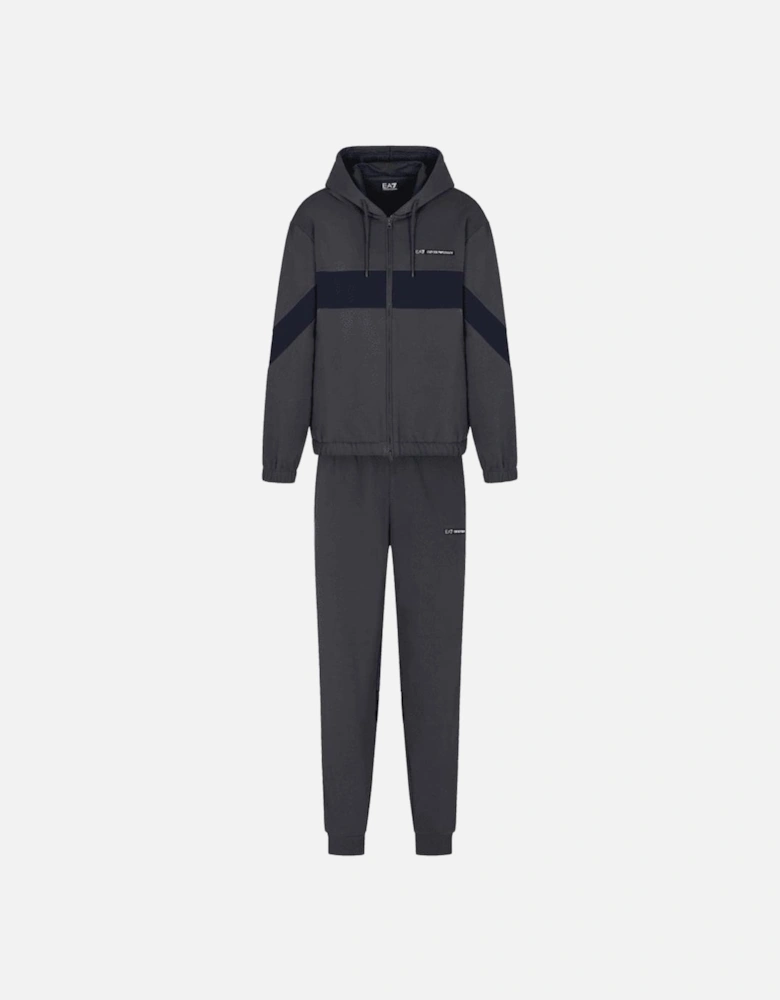 Colour Block Grey/Blue Hooded Tracksuit