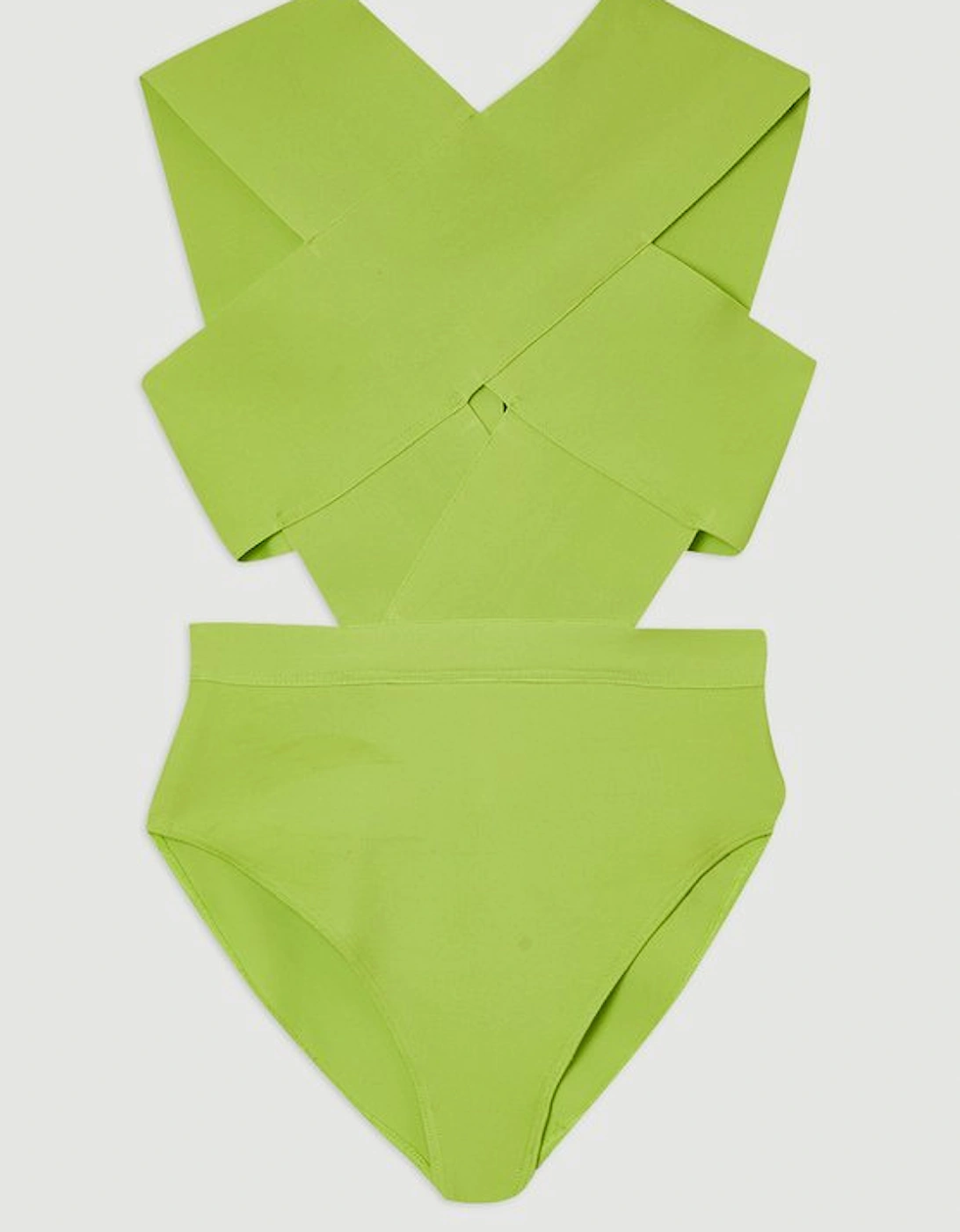 Plus Size Bandage Textured Cross Front Swimsuit