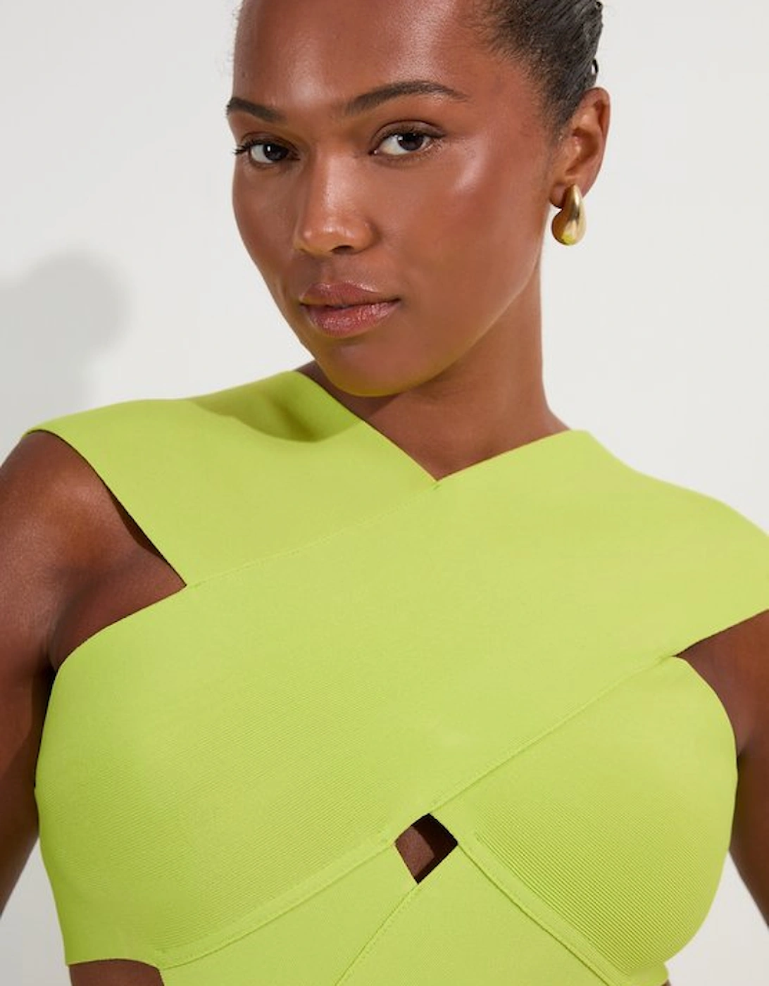 Plus Size Bandage Textured Cross Front Swimsuit