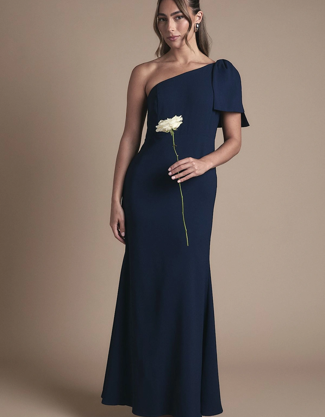 Honoured Petite Bow One Shoulder Maxi Bridesmaid Dress, 2 of 1