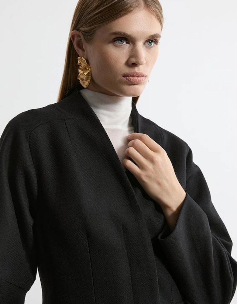 Lydia Millen Premium Italian Manteco Wool Rounded Sleeve Skirted Tailored Midaxi Coat