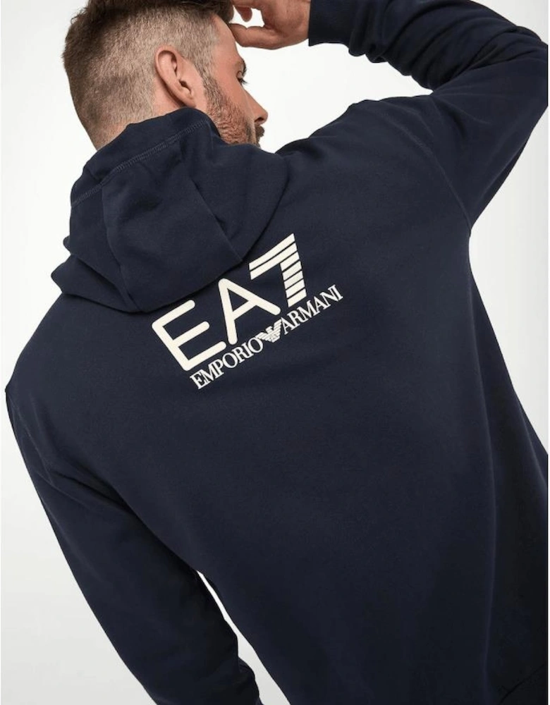 Rear Graphic Logo Hooded Loose Fit Navy Blue Tracksuit
