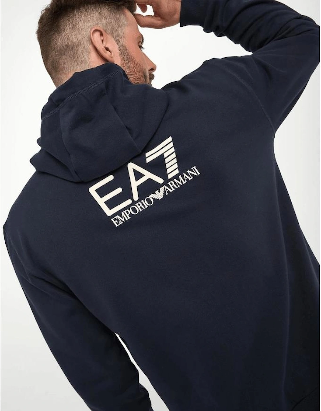 Rear Graphic Logo Hooded Loose Fit Navy Blue Tracksuit