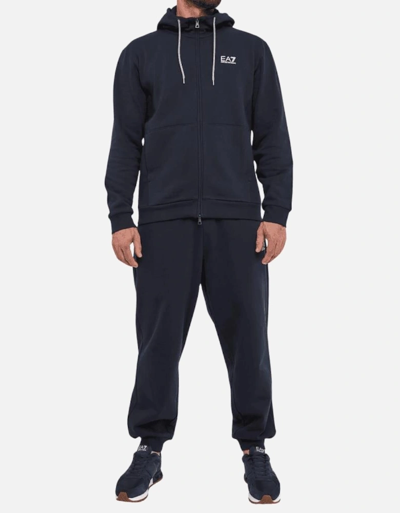 Rear Graphic Logo Hooded Loose Fit Navy Blue Tracksuit