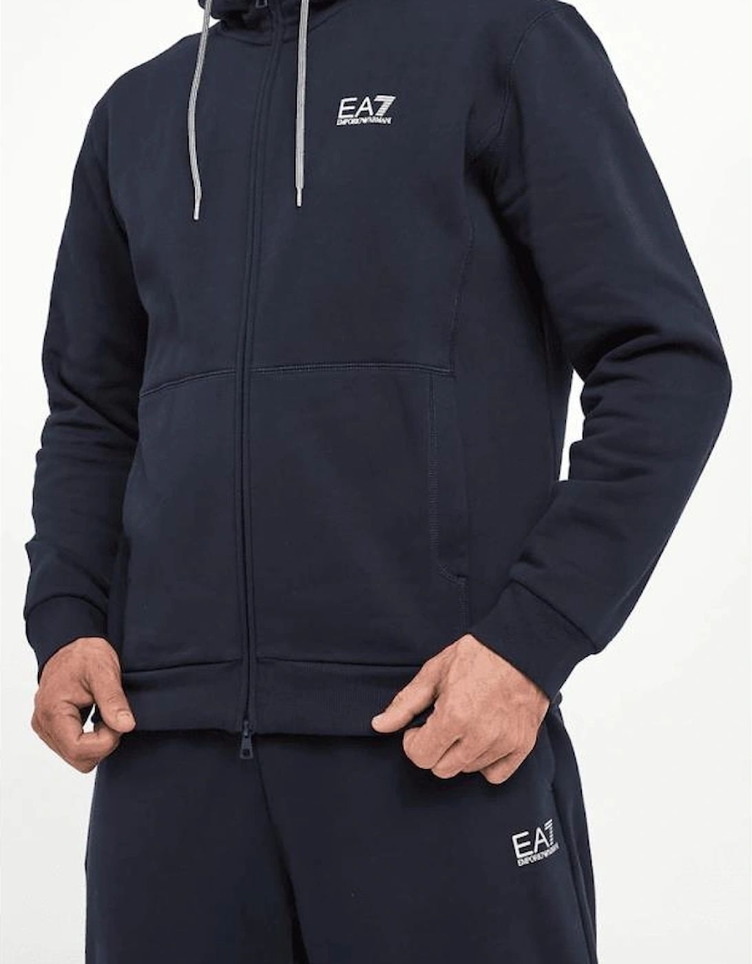 Rear Graphic Logo Hooded Loose Fit Navy Blue Tracksuit