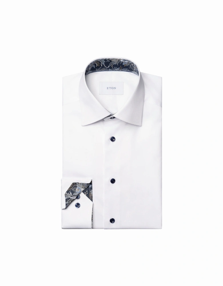 Signature Floral Effect Twill Shirt Contemporary Fit 00 White