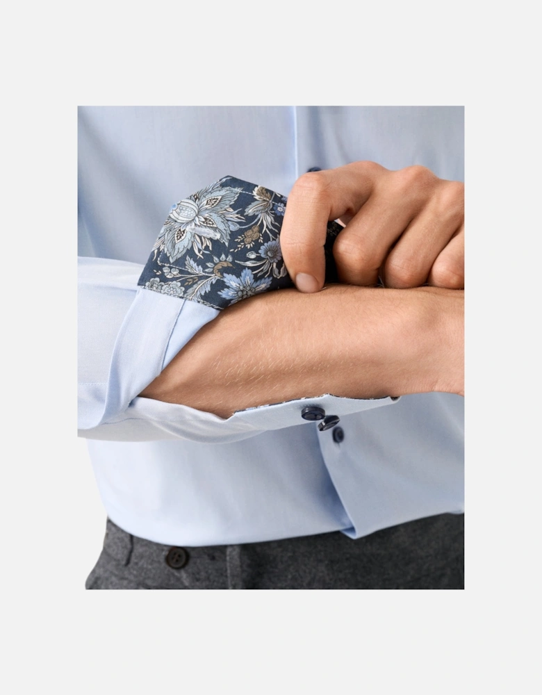 Signature Floral Effect Twill Shirt Slim Fit 21 Light Blue