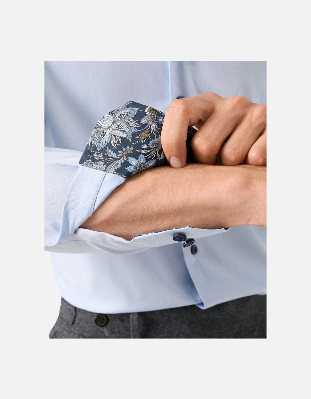 Signature Floral Effect Twill Shirt Slim Fit 21 Light Blue