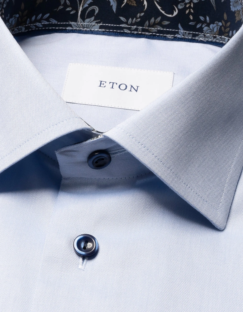Signature Floral Effect Twill Shirt Slim Fit 21 Light Blue