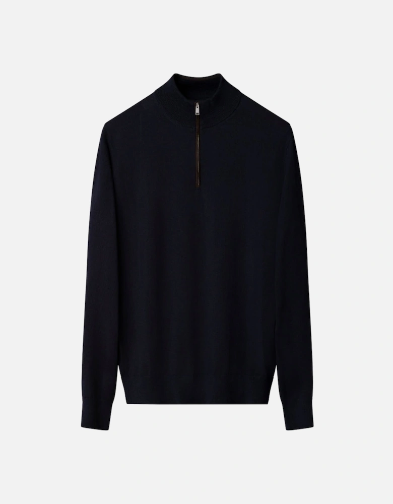 Merino Quarter Zip Knit Sweater 28 Navy