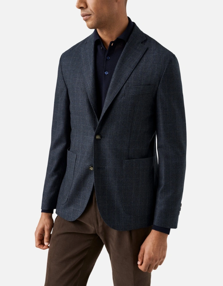 Wool Check Jacket 28 Navy