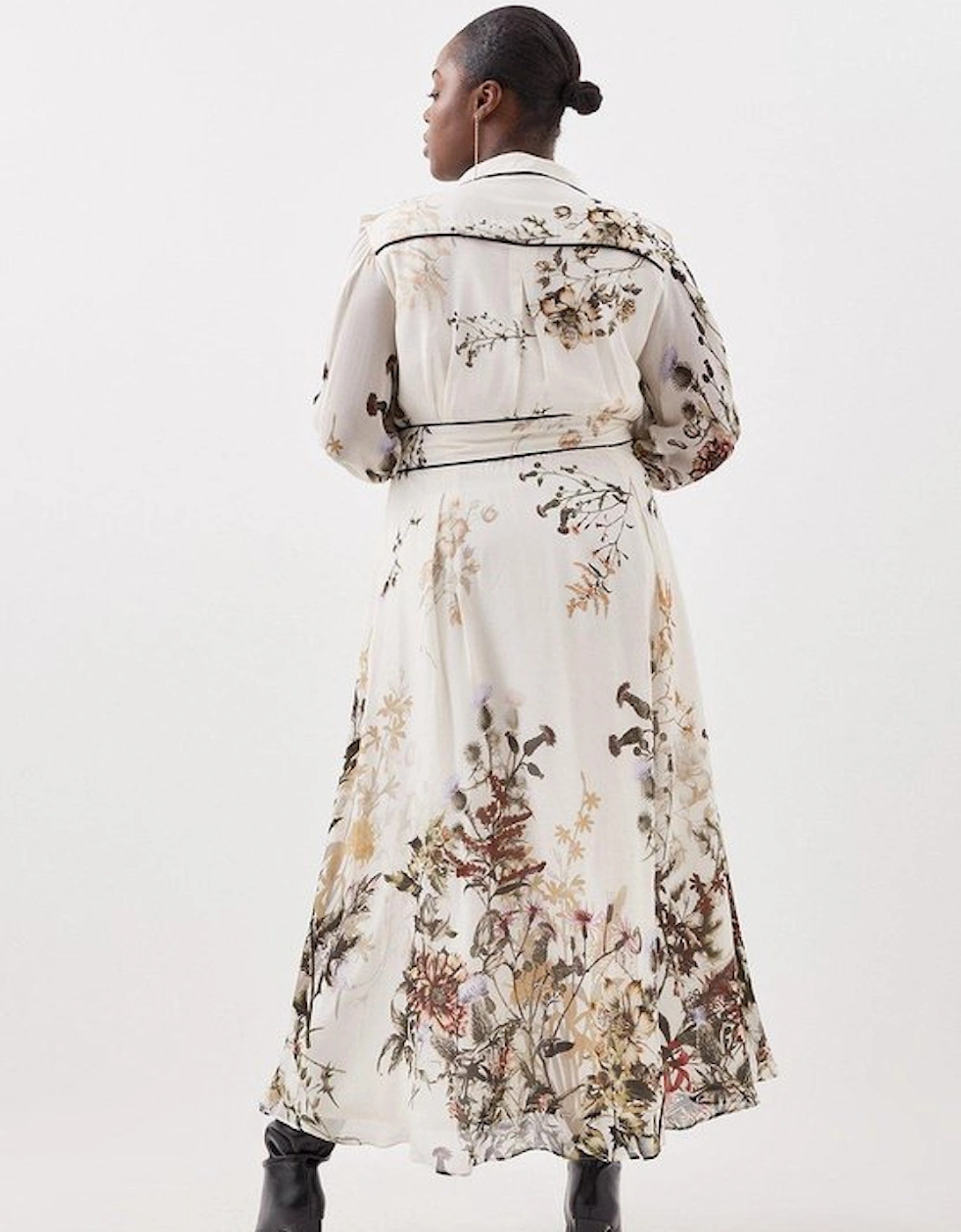 Plus Size Viscose Woven Floral Shirt Woven Midi Dress