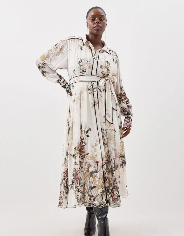 Lydia Millen Plus Size Viscose Woven Floral Shirt Woven Midi Dress