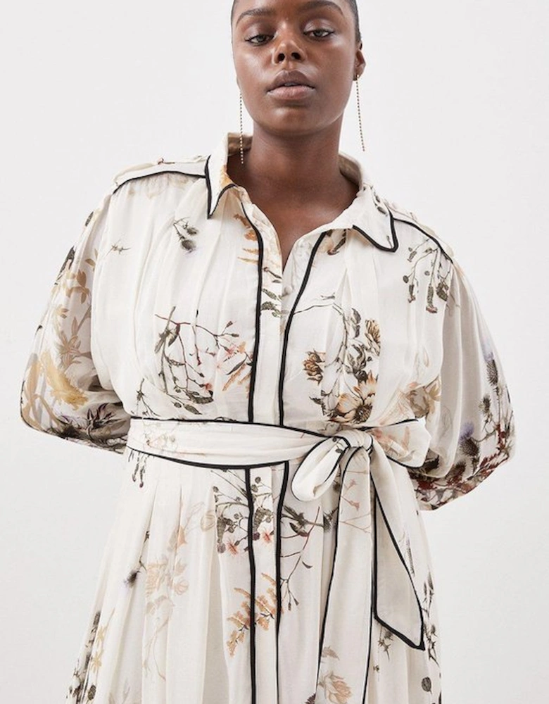 Plus Size Viscose Woven Floral Shirt Woven Midi Dress