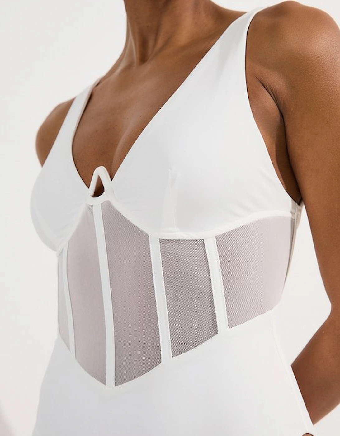 Panelled Mesh Cup Detail Swimsuit