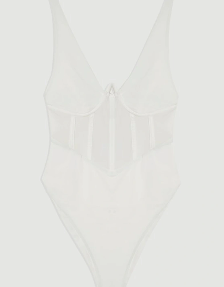 Panelled Mesh Cup Detail Swimsuit