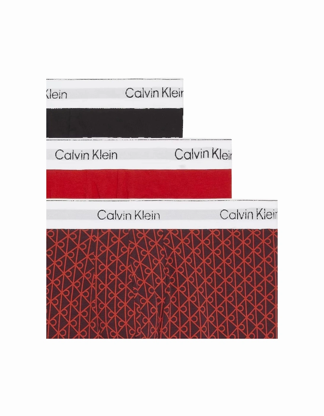 3-Pack Icon Emblem Print Low-Rise Boxer Trunks, Black / Emblem Dark Berry / Adrenaline Rush