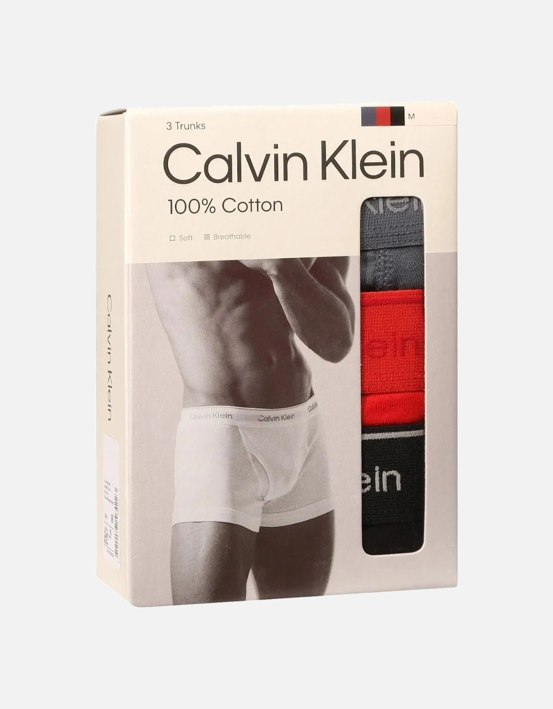 3-Pack Pure Cotton Boxer Trunks, Turbulence / Adrenaline Rush / Black