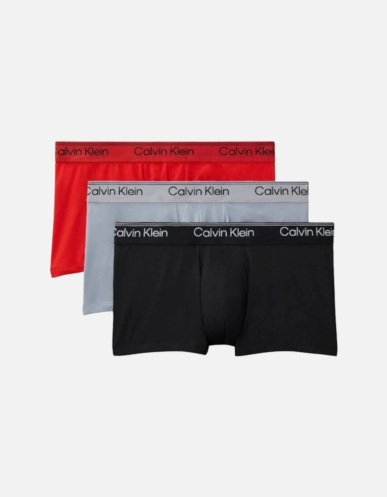 3-Pack Icon Microfibre Stretch Low-Rise Boxer Trunks, Black / Sleet / Adrenaline Rush