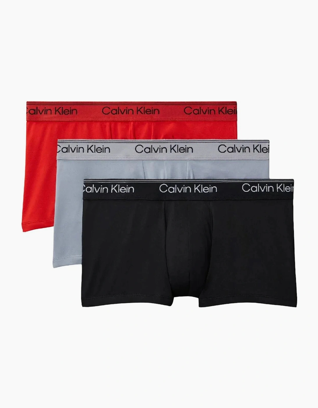 Calvin Klein Men's Black 3-Pack Icon Microfibre Stretch Low-Rise Boxer Trunks, / Sleet / Adrenaline Rush  44/32 2XL
