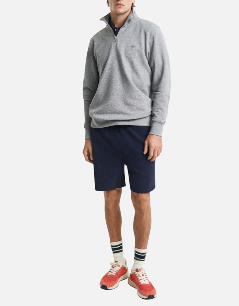 Mens Sweatshirt Embroidered Shield Half Zip