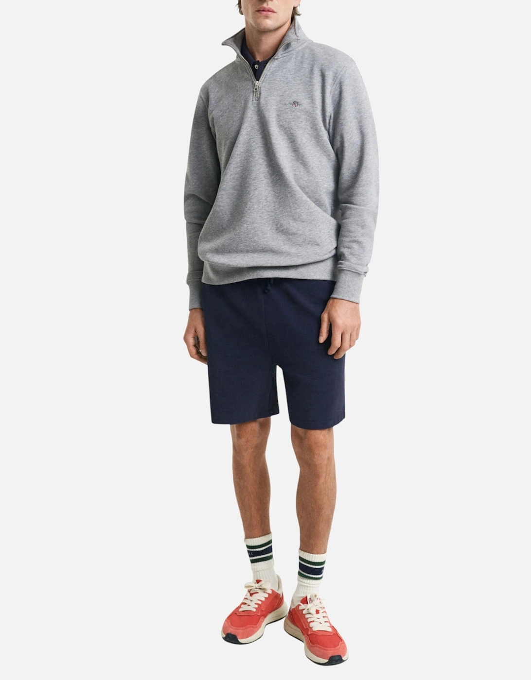 Mens Sweatshirt Embroidered Shield Half Zip