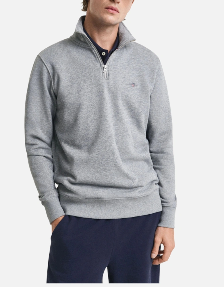 Mens Sweatshirt Embroidered Shield Half Zip