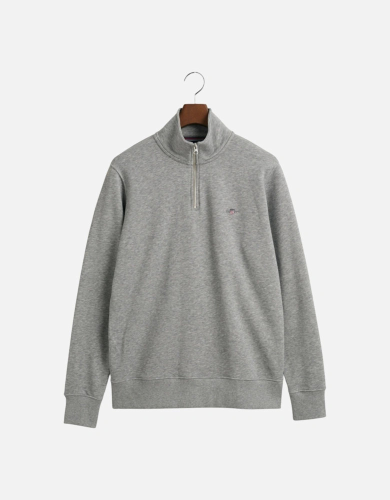 Mens Sweatshirt Embroidered Shield Half Zip