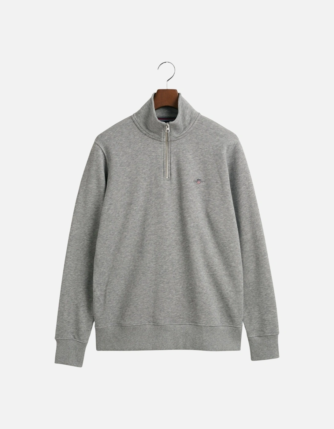 Mens Sweatshirt Embroidered Shield Half Zip