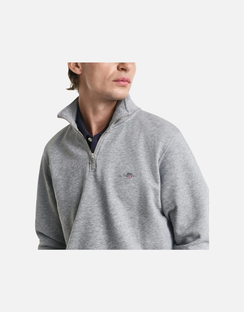Mens Sweatshirt Embroidered Shield Half Zip