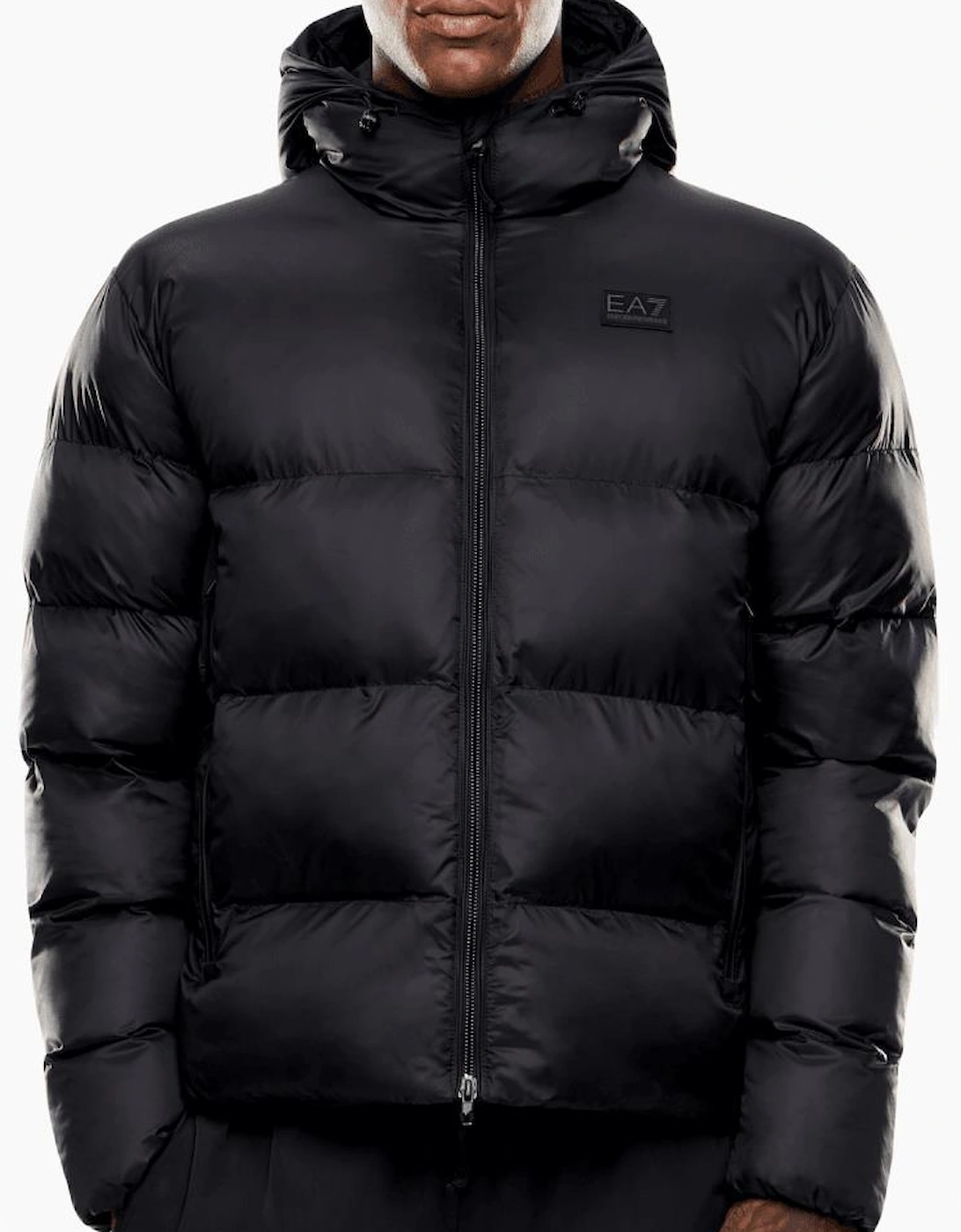 Rear Embroidered Logo Black Puffer Jacket